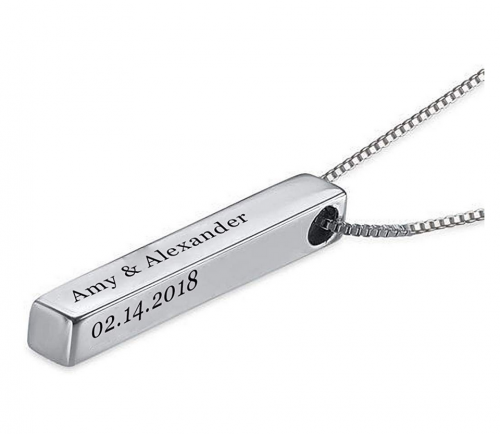 RESVIVI Sterling Silver Personalized Bar Necklace Detailed View