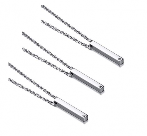 VNOX Engravable 3D Initial Bar Necklace Set