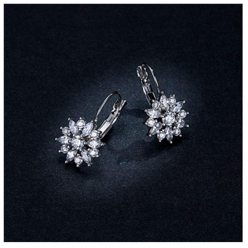 BAMOER Cubic Zirconia Snowflake Earrings on Display