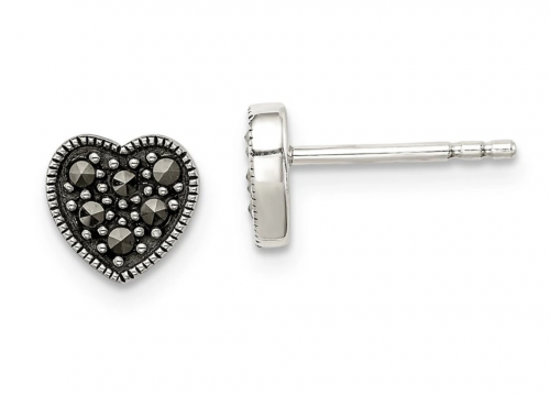 Black Bow Jewelry & Co. Marcasite Heart Post Earrings