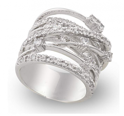 JanKuo Jewelry Rhodium Plated Cocktail Ring Side view