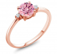Gem Stone King 10K Rose Gold Pink Cubic Zirconia Ring 