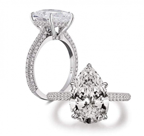 Bo.Dream Sterling Silver 5 Carat Pear Cubic Zirconia Ring