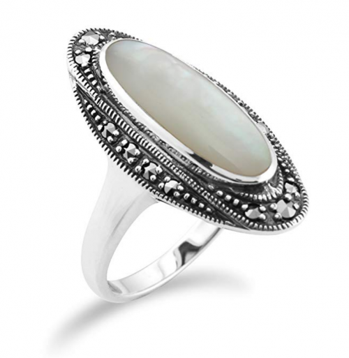 Gemondo Art Deco Mother of Pearl & Marcasite Ring