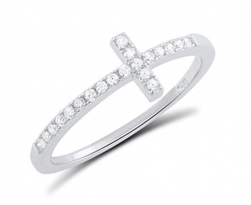 SilverCloseOut Sideways Cross Ring