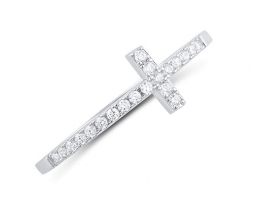 SilverCloseOut Sideways Cross Ring - Detail