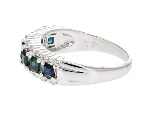 VIR Jewels Sterling Silver Blue Sapphire & Diamond Band Side View