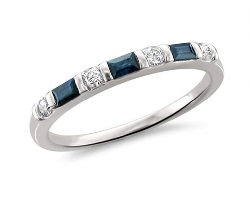 La4ve Diamonds 14k Baguette Blue Sapphire Band