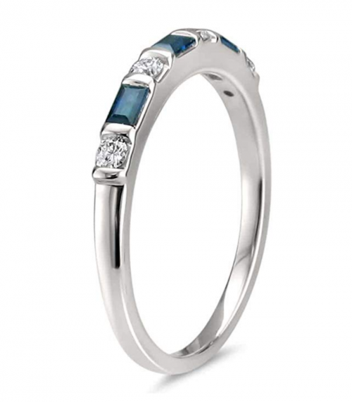 La4ve Diamonds 14k Baguette Blue Sapphire Band Profile