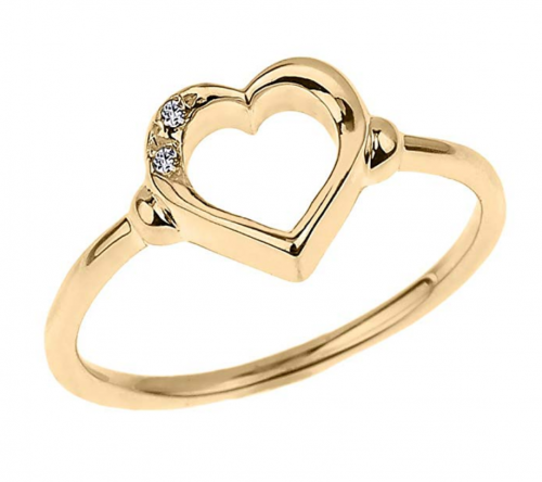 Modern Contemporary Rings 10k Gold Open Heart Ring