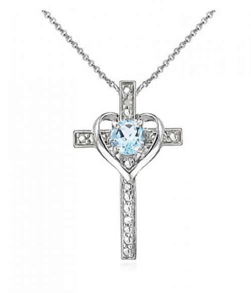 GemStar USA Cross Heart Pendant Necklace