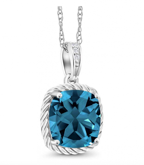 Gem Stone King London Blue Topaz Necklace