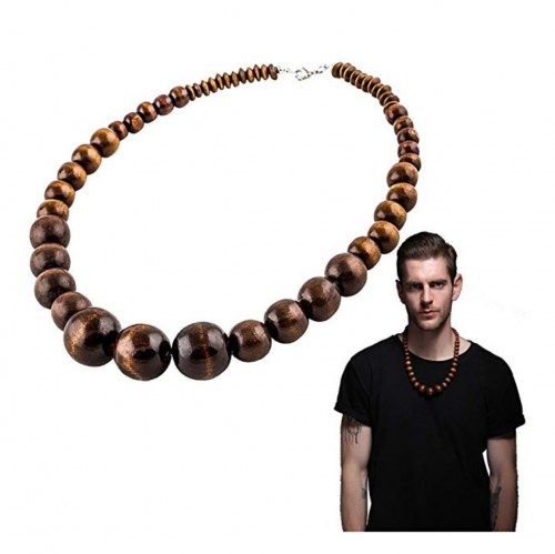 EVBEA Unisex Wood African Necklace on Model