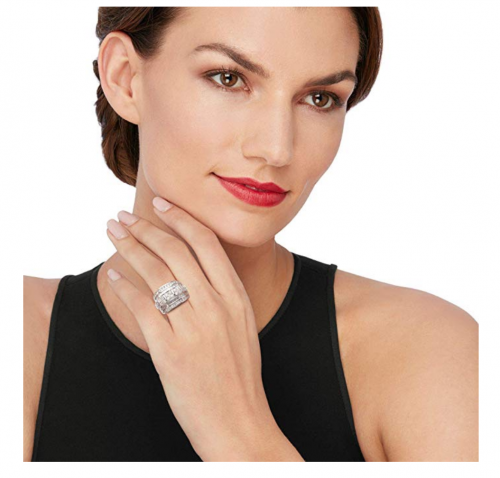 Ross-Simons Diamond Multi-Row Ring on Model