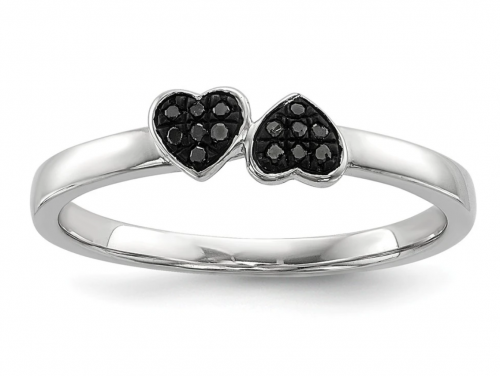 Black Bow Jewelry & Co. Black Diamond Double Heart Ring