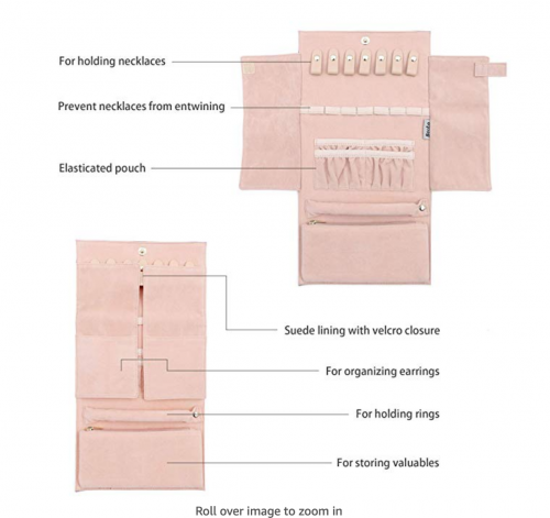 Becko Jewelry Roll Travel Bag Details