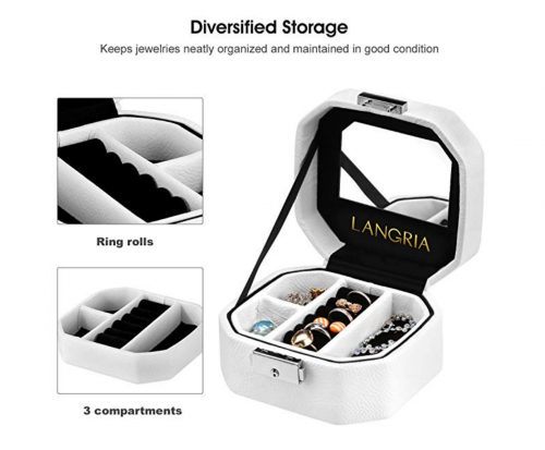 LANGRIA Lockable Travel Jewelry Organizer Details