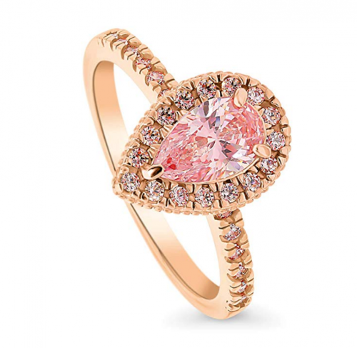 BERRICLE Pink Swarovski Engagement Ring