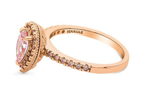 BERRICLE Pink Swarovski Engagement Ring Side View