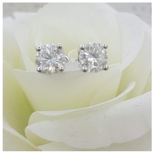 Dazzlingrock Collection 3.00 Carat Moissanite Earrings on Display