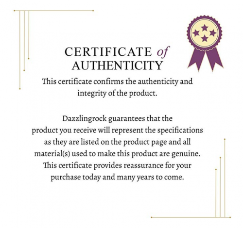 Dazzlingrock Collection Certificate of Authenticity