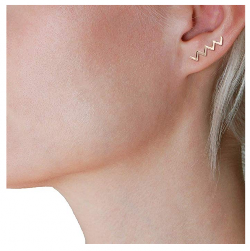 Humble Chic Geometric Ear Climber Jewelry on Model