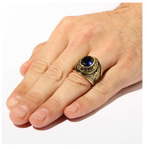 Palm Beach Jewelry Men's Navy Ring on Hand