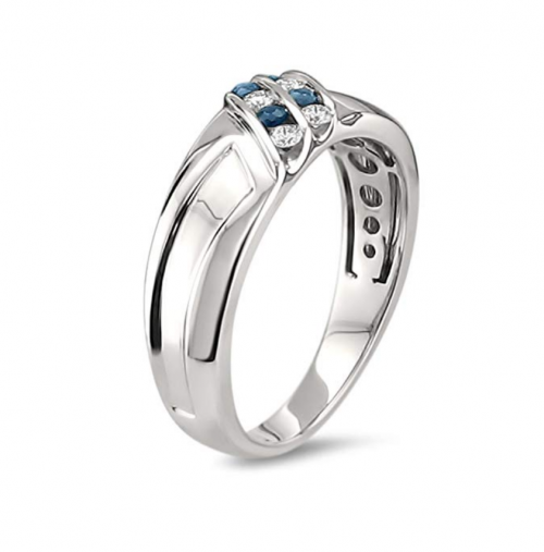 La4ve Diamonds Diamond & Blue Sapphire Ring Profile