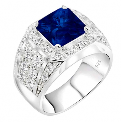 Sterling Manufacturers Princess Cut Sapphire Ring