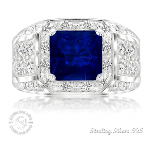 Sterling Manufacturers Princess Cut Sapphire Ring Frontal