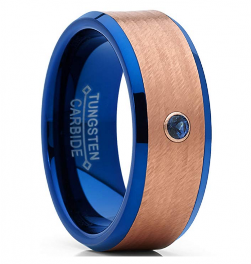 Metal Masters Co. Blue and Rose Tone Tungsten Ring