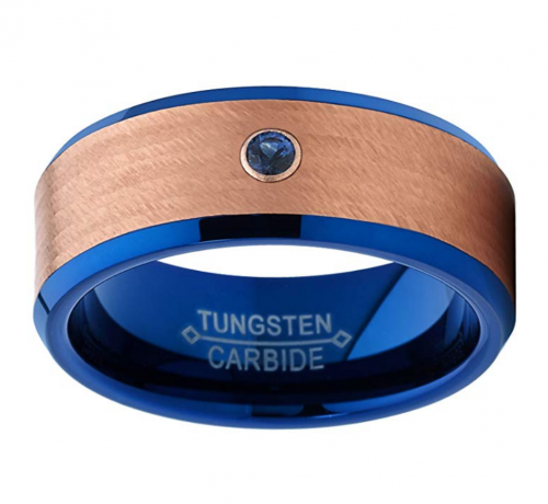 Metal Masters Co. Blue and Rose Tone Tungsten Ring 2