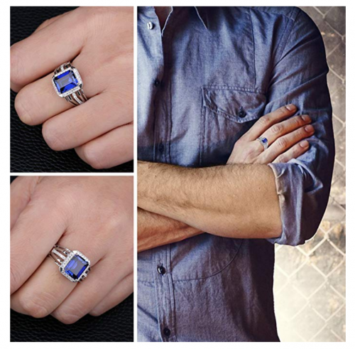 JewelryPalace Created Blue Sapphire Ring on Model