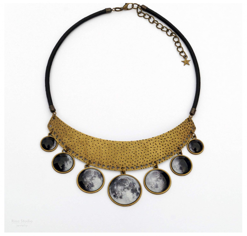 Moon Phase Bib Necklace by Rina Studio Jewelry
