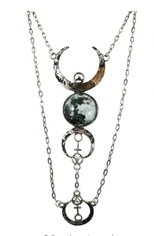 Restyle Gothic Full Moon Pendant Necklace Detail