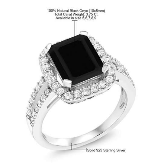 Gem Stone King Black Onyx Ring Specs