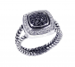 Double Accent Sterling Silver White & Black Ring 