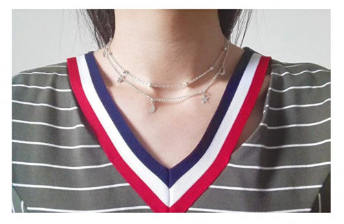 BaubleStar Star Moon Charm Chain Choker on Model