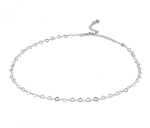 GemStar USA Sterling Silver Open Heart Chain Choker