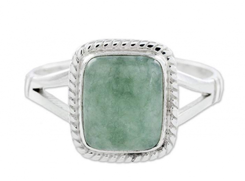 NOVICA Light Green Jade Cocktail Ring