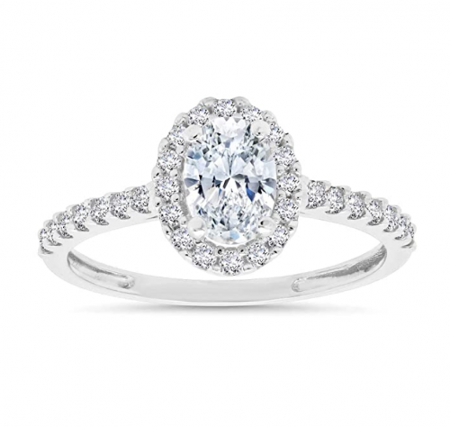 Parade of Jewels 10k Oval Shape Halo Engagement Ring