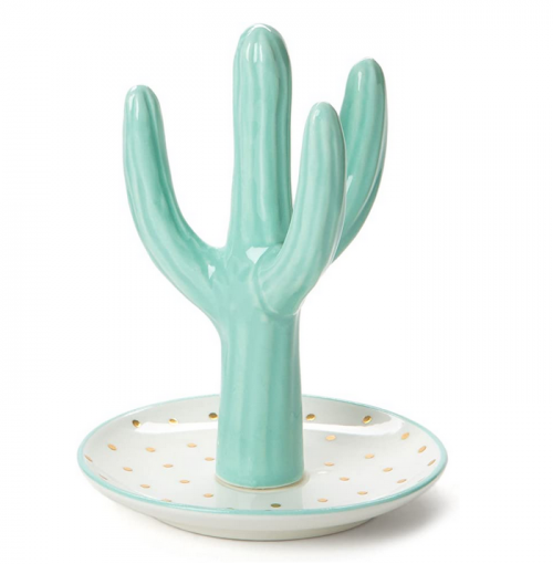 Tri-Coastal Ceramic Cactus Jewelry Ring Holder