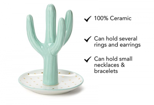 Tri-Coastal Ceramic Cactus Jewelry Ring Holder Specs