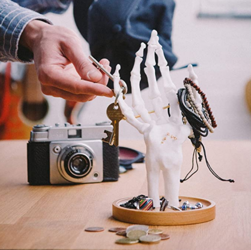 Suck UK Skeleton Hand Ring Holder & Organizer on Display