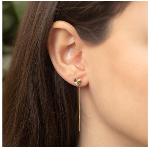 GELIN Earrings Women Ear Line Dangle Drop Earrings in 14k Solid Gold