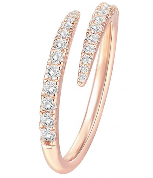 PAVOI 14K Gold Plated Sterling Silver Cubic Zirconia Open Twist Thumb Ring