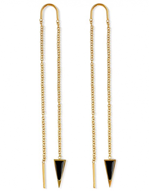 Dagger Threader Triangle Earrings - 14k Gold Threader Earring