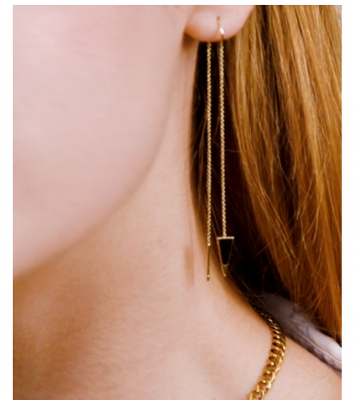 Dagger Threader Triangle Earrings - 14k Gold Threader Earring
