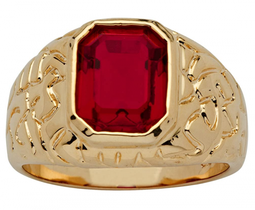 Palm Beach Jewelry Men's 14K Yellow Gold Ruby Ring