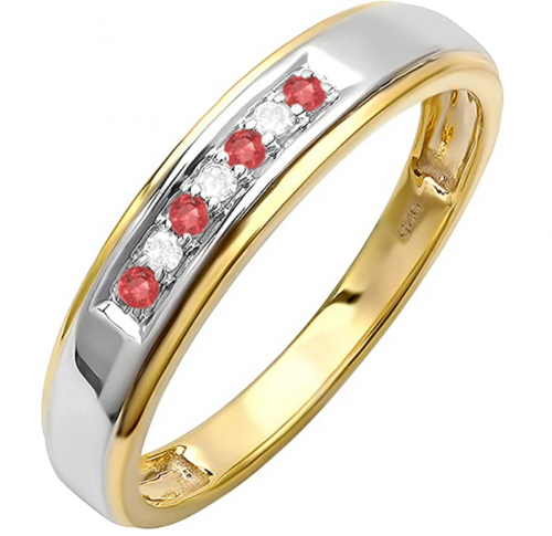 Dazzlingrock Collection Round Ruby and White Diamond Band